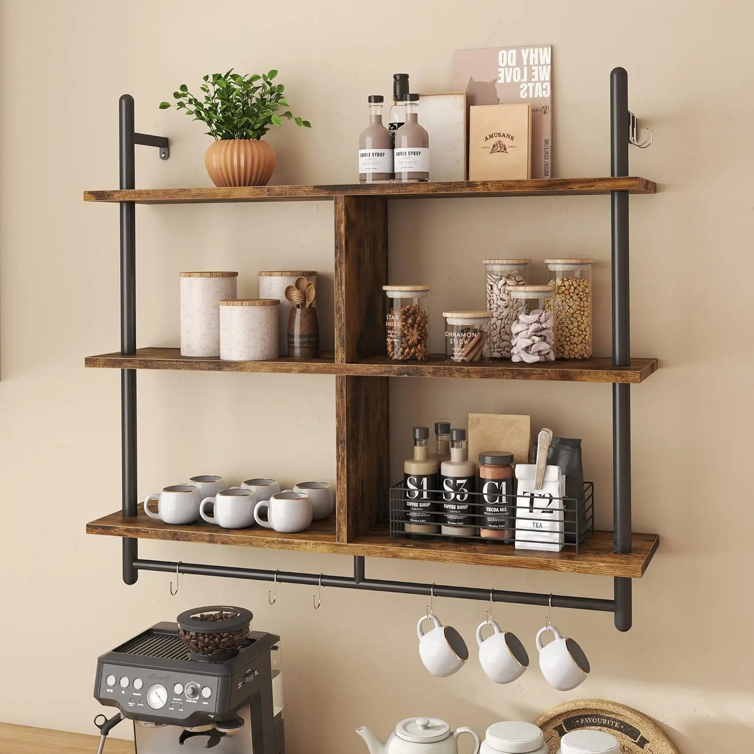 Wall‑Mounted Floating Shelves (set of 3)