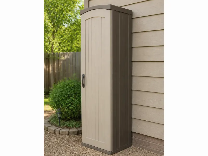 Professional assembly of Lifetime Vertical Storage Cabinet shed in Raleigh, North Carolina